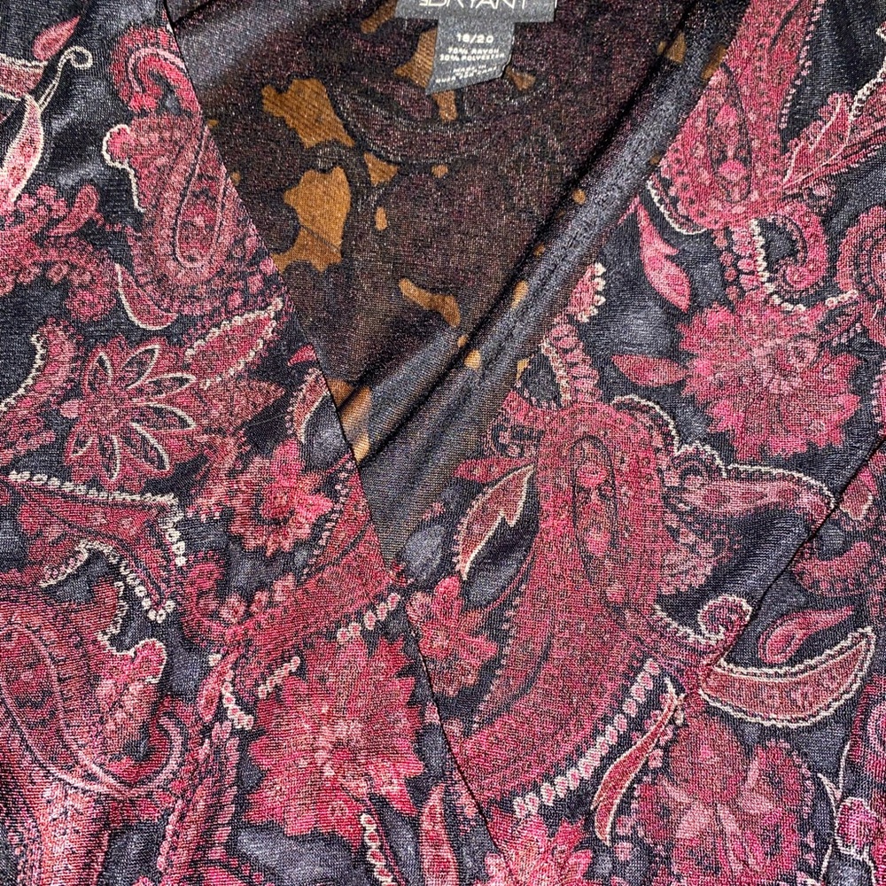 Vintage 90s Lane Bryant Red and Purple Paisley Wrap Style Blouse 18/20 - Picture 4 of 6